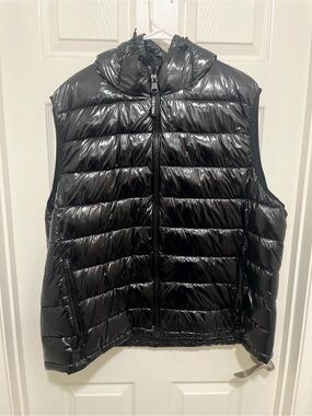 Calvin Klein Shiny Black Quilted Hooded Puffer Vest